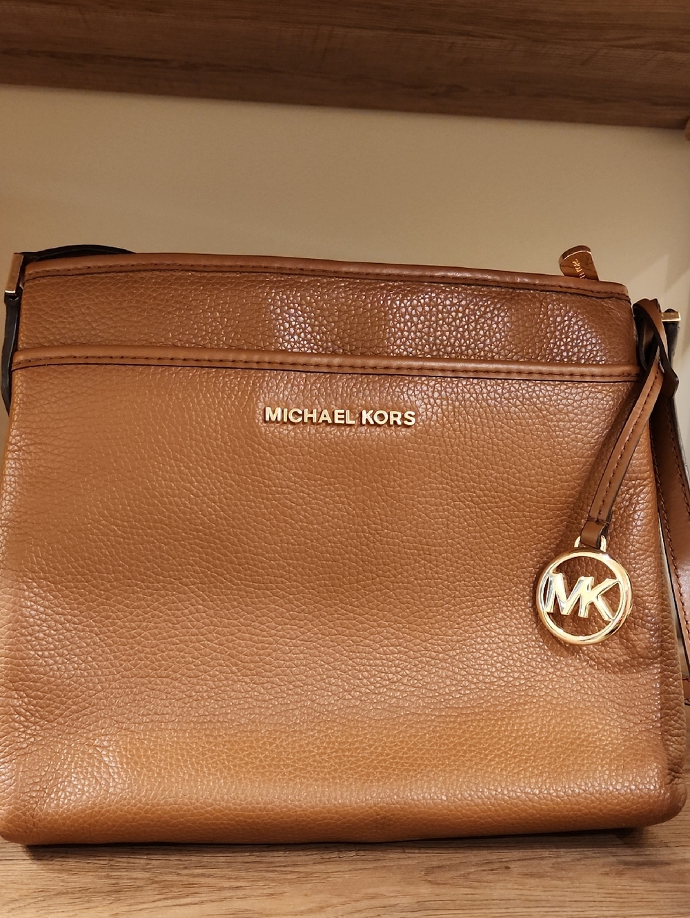 Michael Kors Cognac Pebbled Leather Crossbody Bag